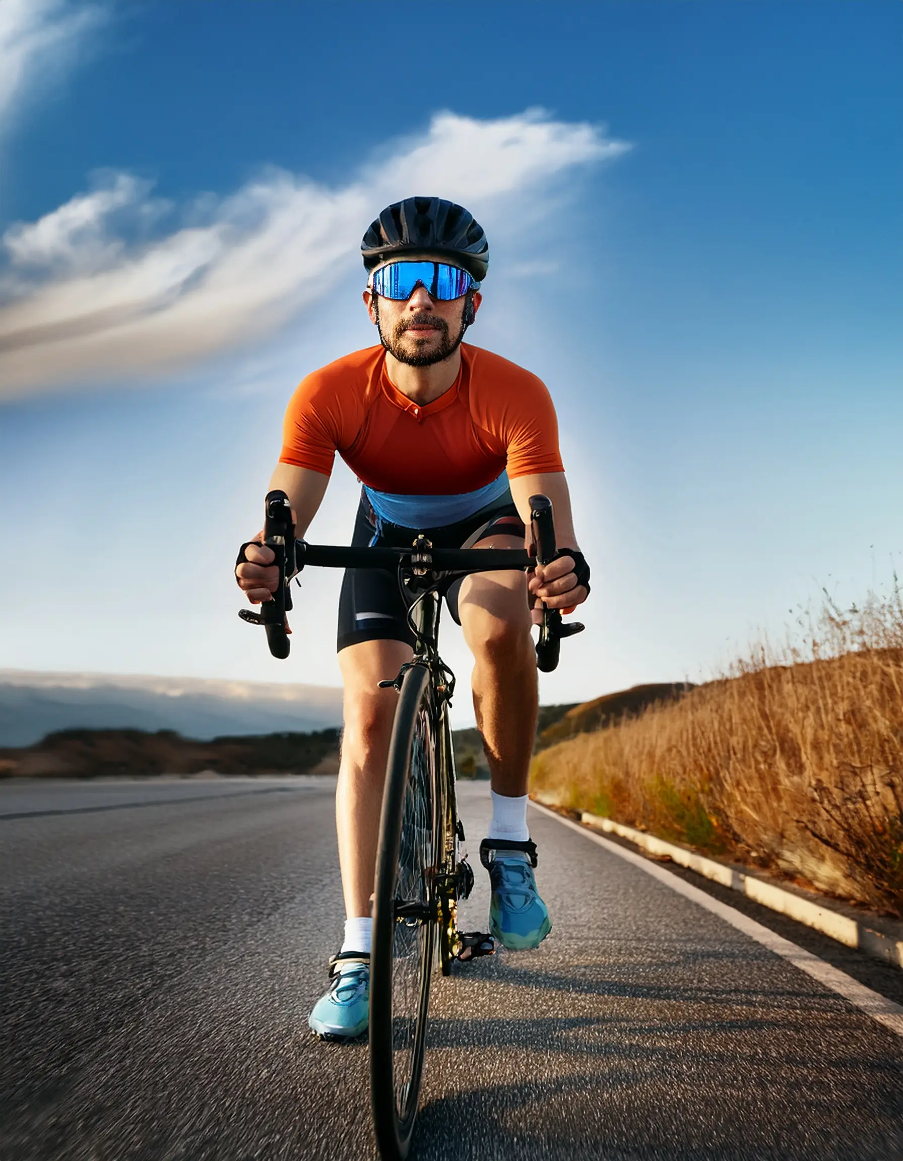 Firefly A cyclist or runner wearing polarized prescription sunglasses with a dynamic action shot. 5 Polarized Sunglasses in Waterloo, Ontario